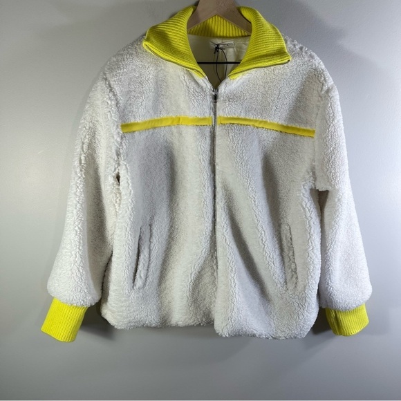 NWT THML WOMEN Fleece Jacket Size L Color White/Neon - Picture 7 of 13